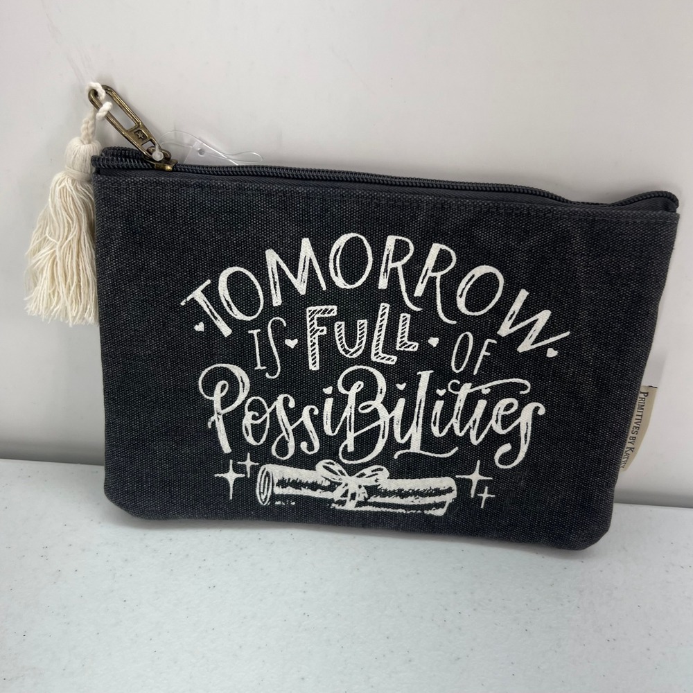 Primitives by Kathy Tomorrow is Full of Possibilities Cotton Zipper Pouch 107018
